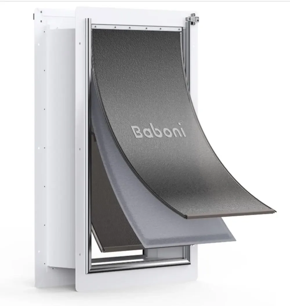 Baboni XL Pet Door for Wall 3-Flap Steel Frame Dog Cat Door Open Box